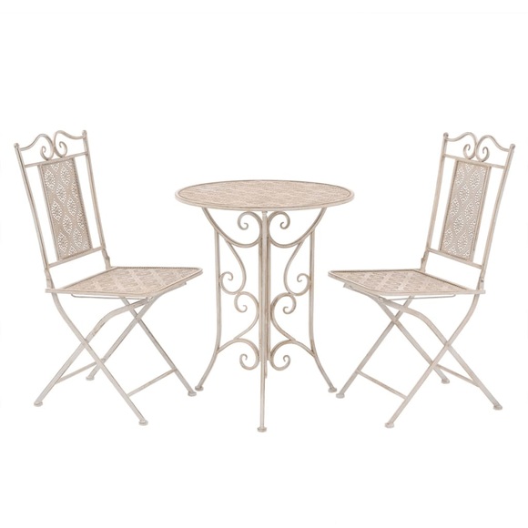 3-tlg. Bistro-Set Stahl Weiss