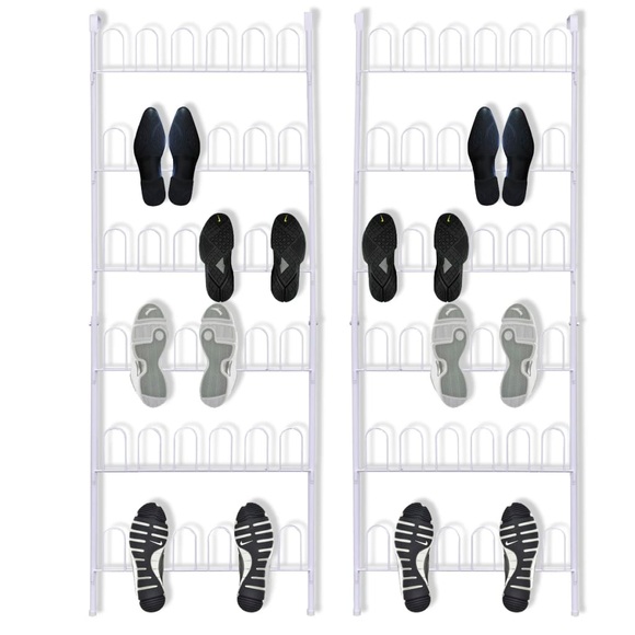 vidaXL Schuhregal für 18 Paar Schuhe 2 Stk. Stahl weiß