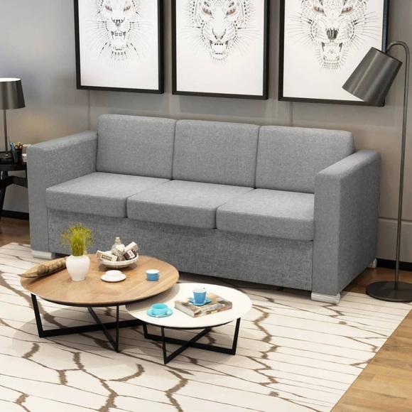 3-Sitzer Sofa Stoff Hellgrau