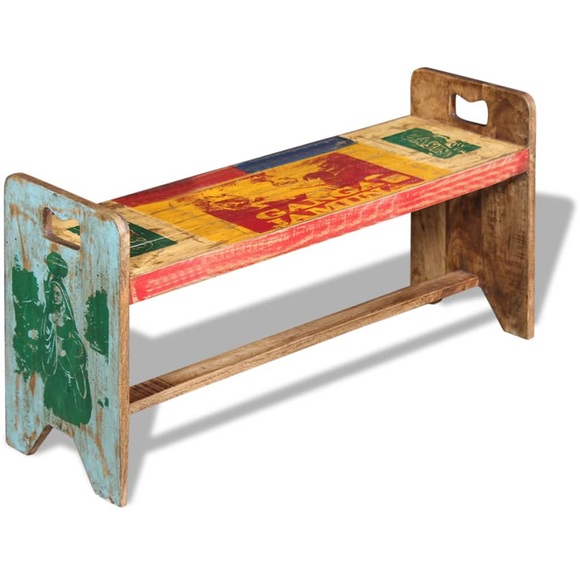Sitzbank Cola Massivholz Recycelt 100x30x50 cm