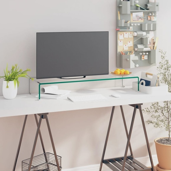 vidaXL TV-Tisch/Bildschirmerhöhung Glas Transparent 90x30x13 cm