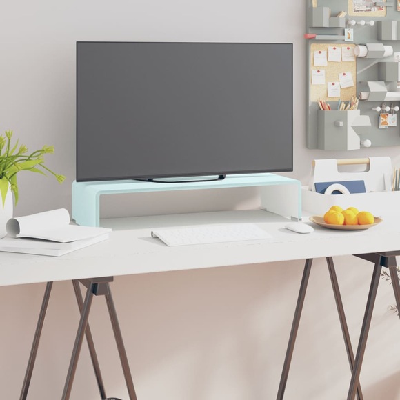 vidaXL TV-Tisch/Bildschirmerhöhung Glas Weiß 60x25x11 cm