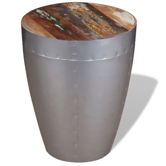Sitzhocker im Retro-Industrie-Design Recyceltes Massivholz 36 x 44 cm