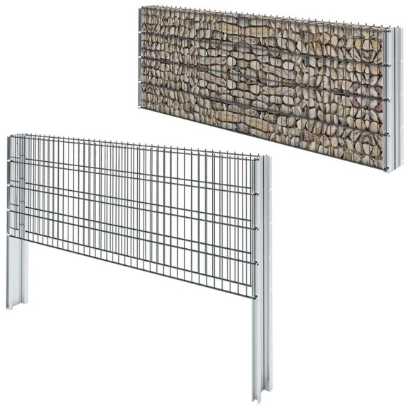 Doppelstabmattenzaun Gabionenzaun Set 2008 x 830 mm 20 m Grau