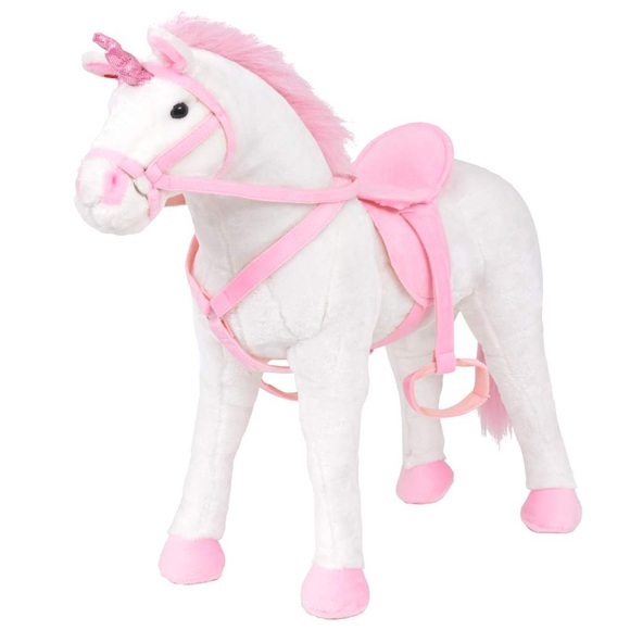 vidaXL Plüschtier Stehend Einhorn Weiß und Rosa XXL