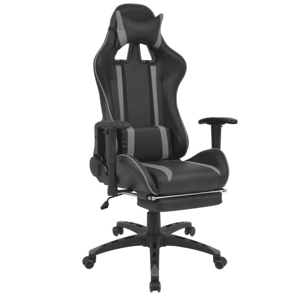 vidaXL Neigbarer Racing-Bürostuhl mit Fußstütze Grau