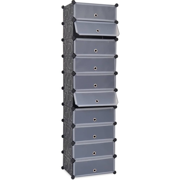 vidaXL Schuh-Organizer Zusammenklappbar mit 10 Fächern Schwarz