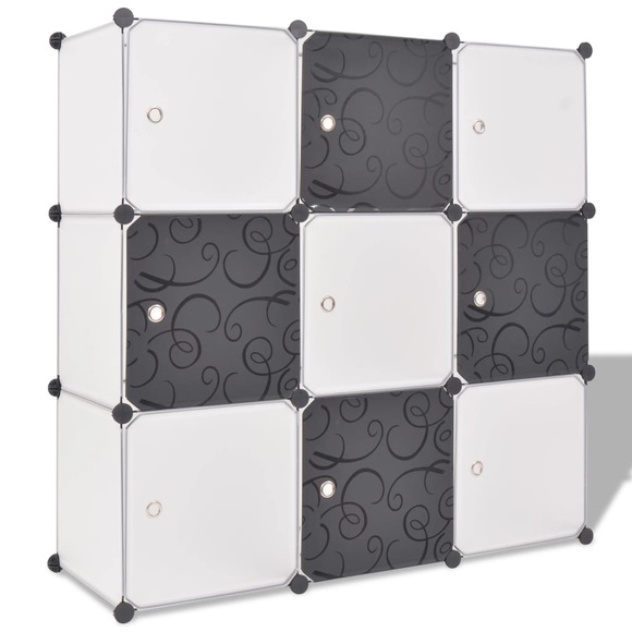 vidaXL Regalsystem Würfelregal mit 9 Fächern Schwarz und Weiß