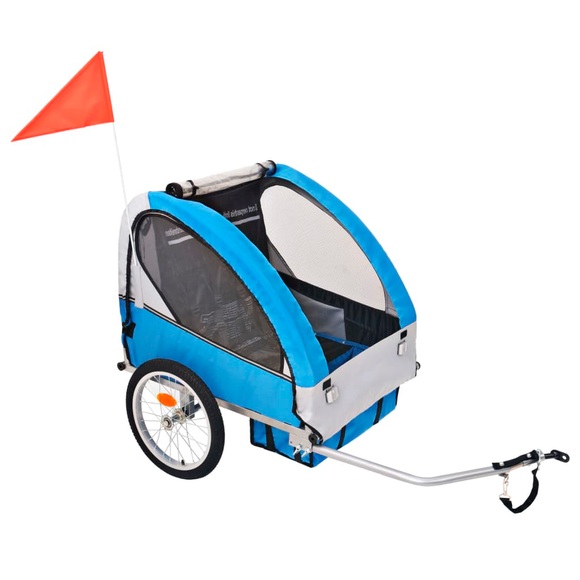 vidaXL Kinder Fahrradanhänger Grau und Blau 30 kg
