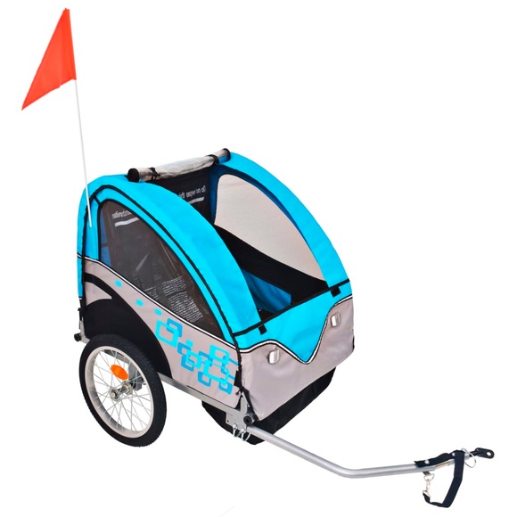 vidaXL Kinder Fahrradanhänger Grau und Blau 30 kg