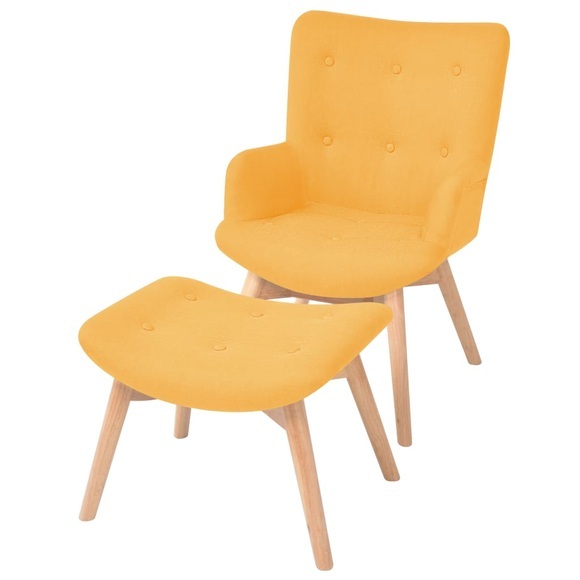 Sessel mit Fusshocker Stoff Gelb