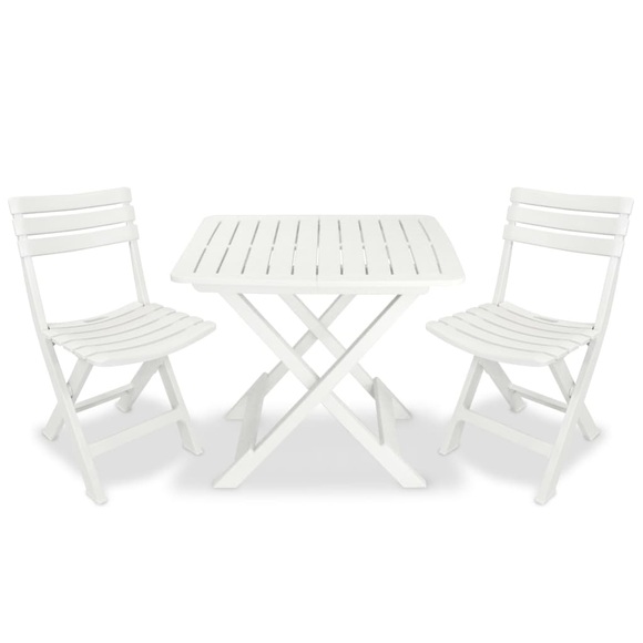 3-tlg. Bistro-Set Klappbar Kunststoff Weiss