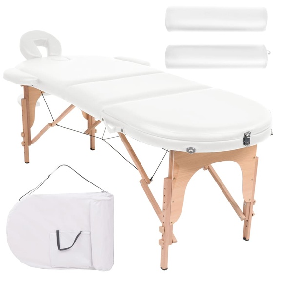 Massageliege Tragbar mit 2 Lagerungskissen 10 cm Polsterung Weiss
