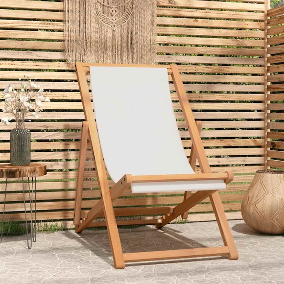 vidaXL Liegestuhl Teak 56×105×96 cm Creme