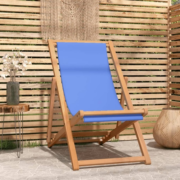 vidaXL Liegestuhl Teak 56×105×96 cm Blau