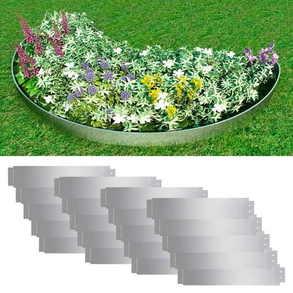 Rasenkanten-Set 20 Stk. Verzinkter Stahl 100 x 20 cm