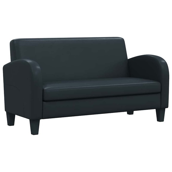 2-Sitzer-Sofa Kunstleder Schwarz