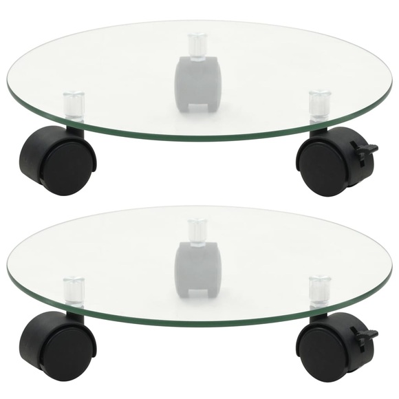vidaXL Pflanzenständer mit Rollen 2 Stück Hartglas 28 cm Rund