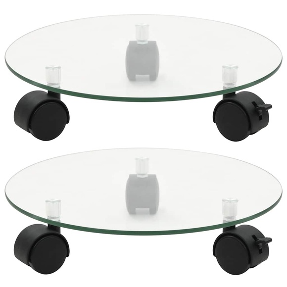 vidaXL Pflanzenständer mit Rollen 2 Stück Hartglas 28 cm Rund