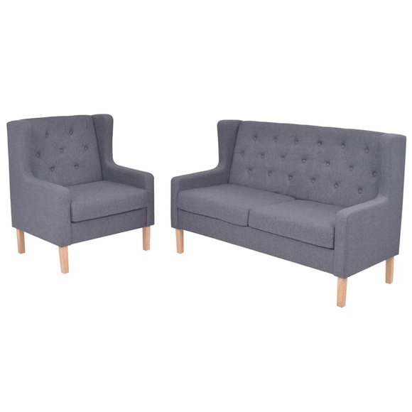 Sofa-Set 2-tlg. Stoff Grau