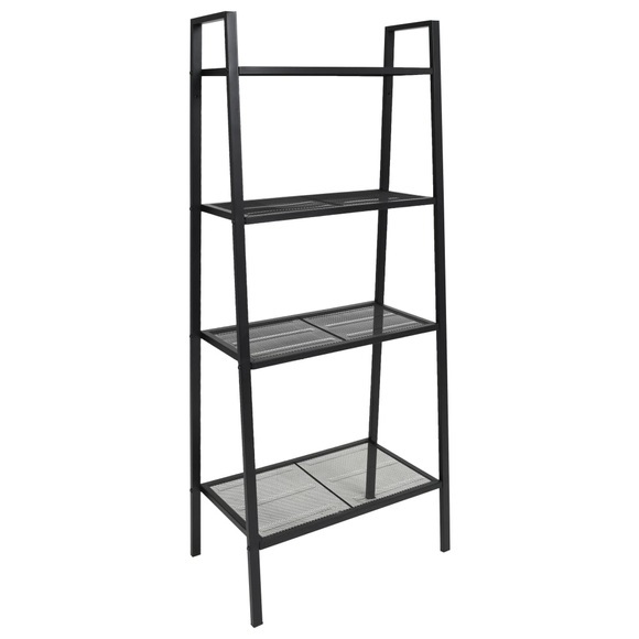 vidaXL Leiter-Bücherregal 4 Ebenen Metall Schwarz