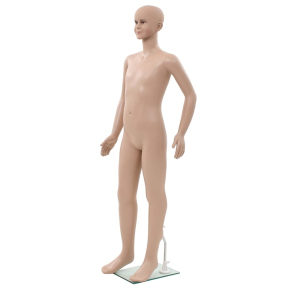 Kinder-Schaufensterpuppe mit Glassockel Beige 140 cm
