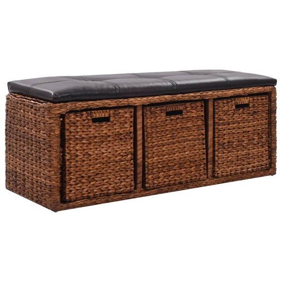 vidaXL Sitzbank mit 3 Körben Seegras 105×40×42 cm Braun