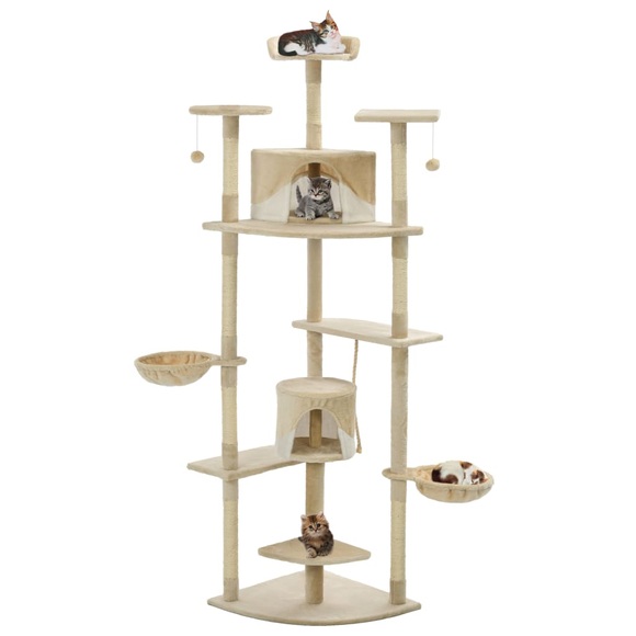 Katzen-Kratzbaum Sisal 203 cm Beige und Weiss