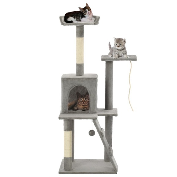 vidaXL Katzenbaum mit Sisal-Kratzsäulen 120 cm Grau