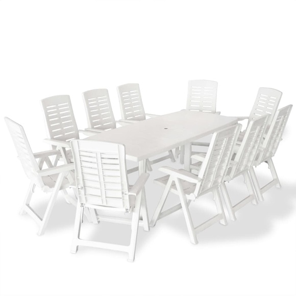 11-tlg. Garten-Essgruppe Kunststoff Weiss