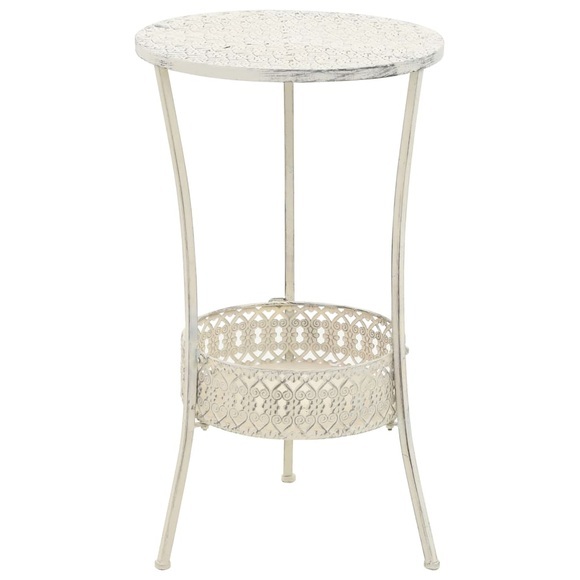 Bistrotisch Vintage-Stil Rund Metall 40 x 70 cm Weiss