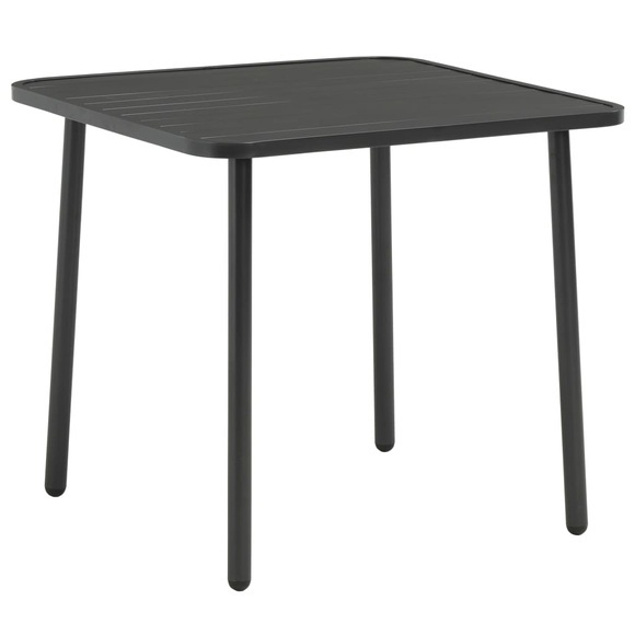 Garten-Esstisch Stahl 80x80x72 cm Dunkelgrau Lattendesign