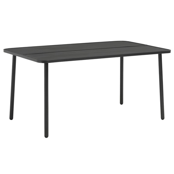 Garten-Esstisch Stahl 150x90x72 cm Dunkelgrau Lattendesign