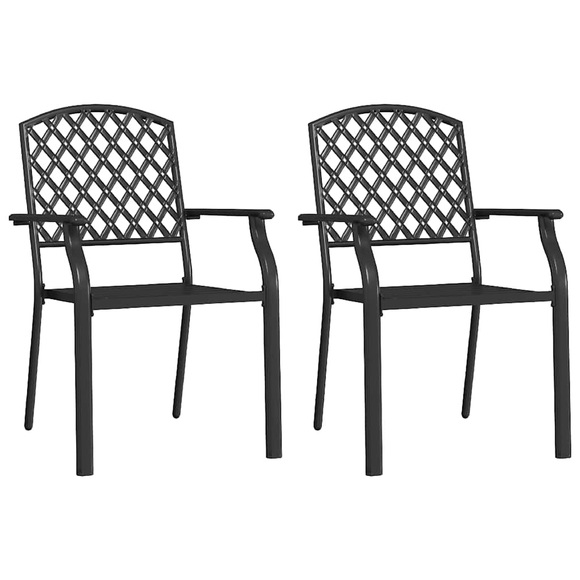vidaXL Stapelbare Gartenstühle 2 Stk. Stahl Schwarz