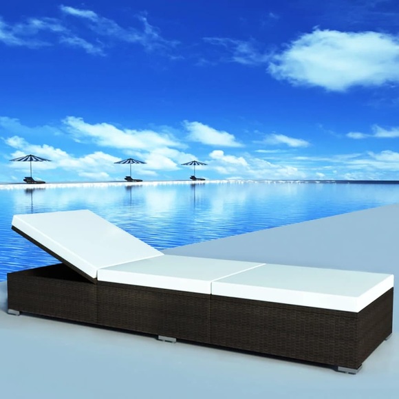 Sonnenliege mit Polsterauflage Poly Rattan Braun