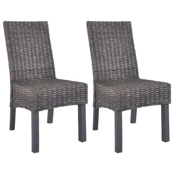vidaXL Esszimmerstühle 2 Stk. Braun Kubu Rattan und Mango Holz