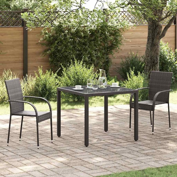vidaXL Stapelbare Gartenstühle 2 Stk. Poly Rattan Braun