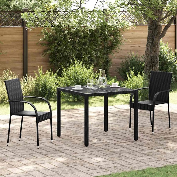 vidaXL Stapelbare Gartenstühle 2 Stk. Poly Rattan Schwarz
