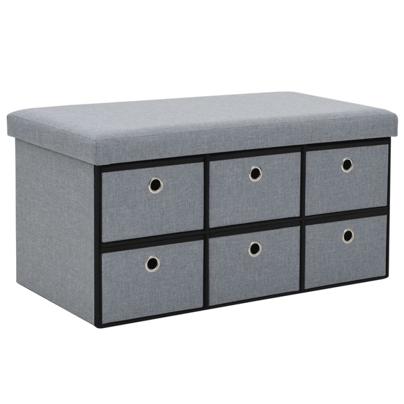 vidaXL Faltbare Sitzbank Leinenoptik 76×38×38 cm Hellgrau