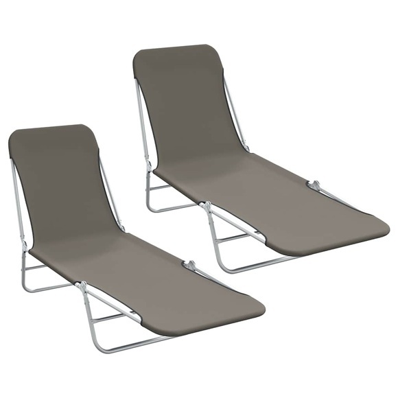 Klappliegen 2 Stk. Stahl und Stoff Grau
