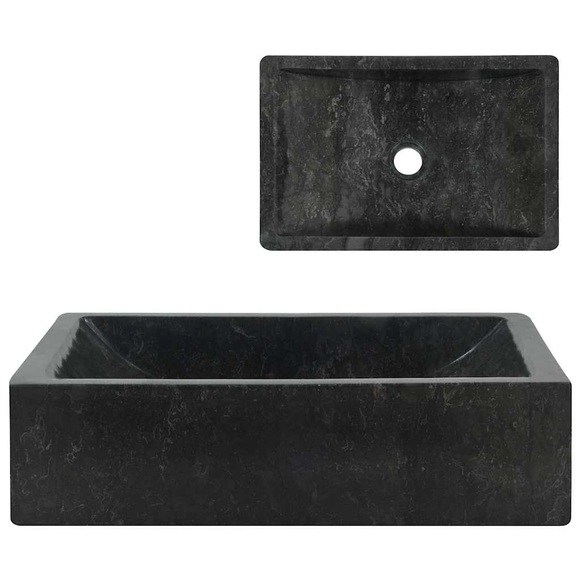 Waschbecken 45 x 30 x 12 cm Marmor Schwarz