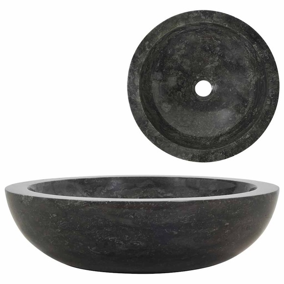 Waschbecken 40 x 12 cm Marmor Schwarz