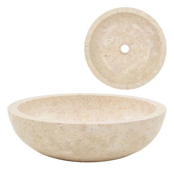 Waschbecken 40 x 12 cm Marmor Creme