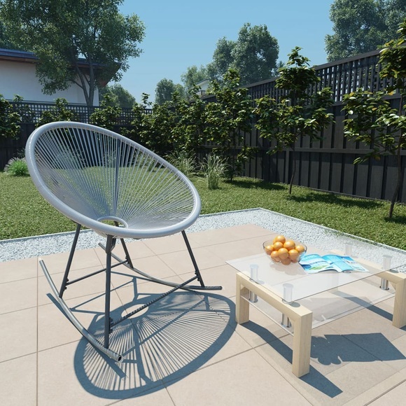 Garten-Mond-Schaukelstuhl Poly Rattan Grau