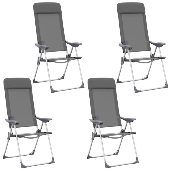 vidaXL Klappbare Campingstühle 4 Stk. Grau Aluminium