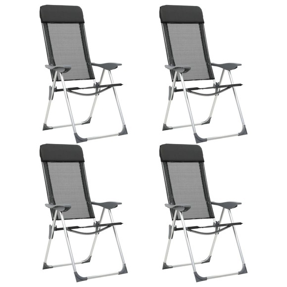 vidaXL Klappbare Campingstühle 4 Stk. Aluminium Schwarz