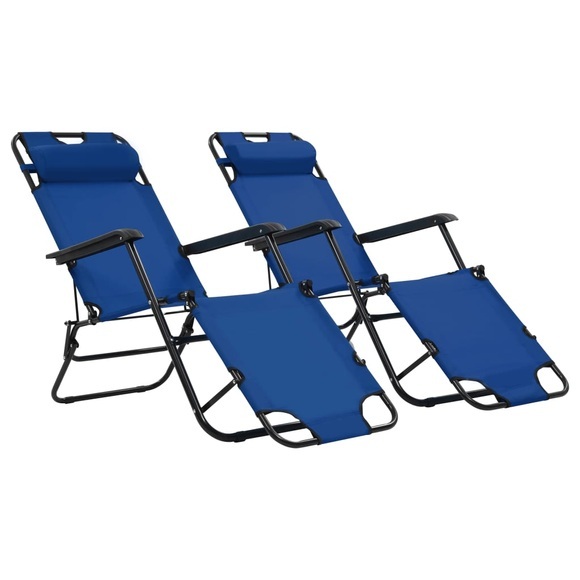 Klappbare Sonnenliegen 2 Stk. mit Fussablage Blau