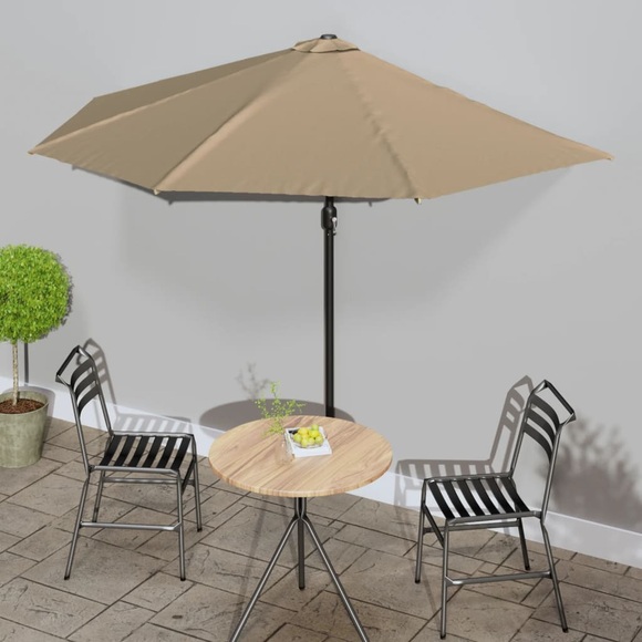 vidaXL Balkon-Sonnenschirm mit Alu-Mast Taupe 300×150 cm Halbrund