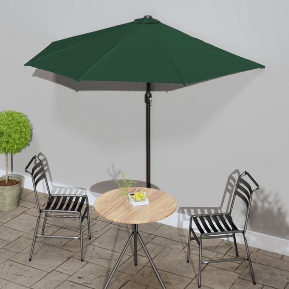 vidaXL Balkon-Sonnenschirm mit Alu-Mast Grün 270×135 cm Halbrund