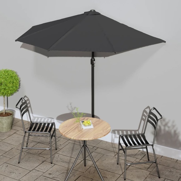 vidaXL Balkon-Sonnenschirm mit Alu-Mast Anthrazit 270×135 cm Halbrund